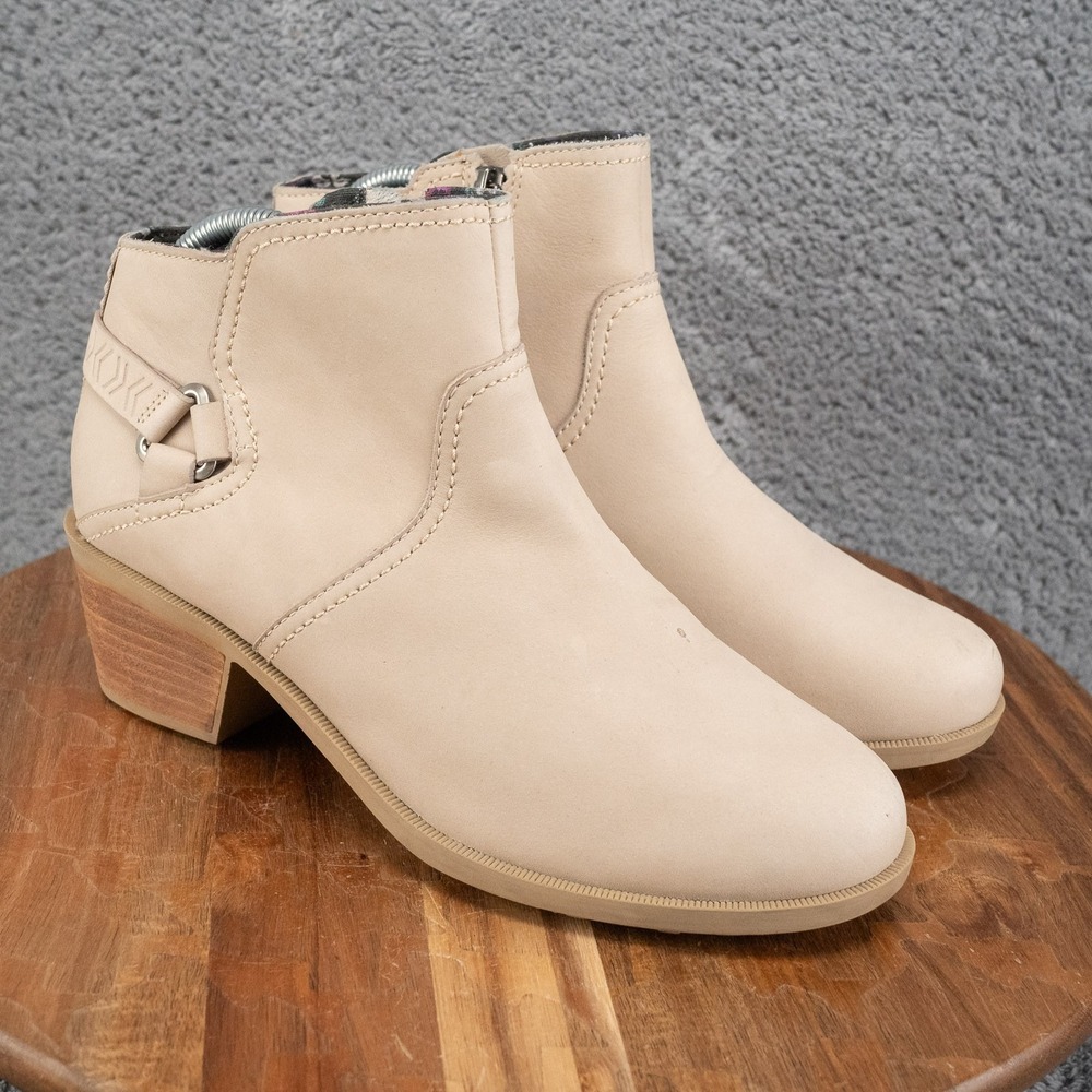 Teva Women's Foxy Western Zip‎ Nubuck Ankle Chelsea Boots Taupe Sz 9 Chunky Heel